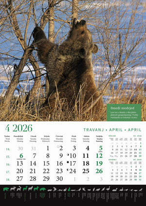 Promotivni zidni kalendar s rokovima lova na divlje životinje
