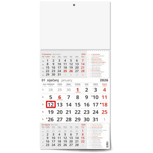 Zidni poslovni trodijelni kalendar s katoličkim kalendarom