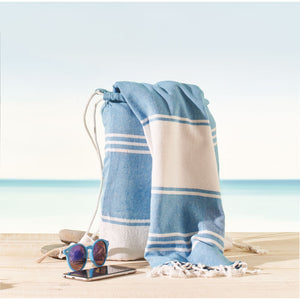 Pamučni ručnik za plažu s vrećicom, 180 gr/m²