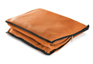 Reklamna 2u1 flis deka za tisak loga, narančaste boje | Poslovni pokloni