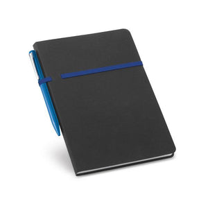 Promotivni notes A5 s horizontalnom gumicom i kemijskom olovkom, royal plave boje | Poslovni pokloni