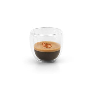 Promotivni set od dvije staklene šalice za espresso, 90ml, s tiskom loga | Poslovni pokloni