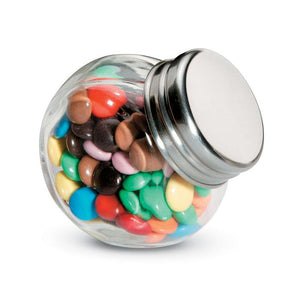Poslovni pokloni | Promo pokloni | Promotivni čokoladni bomboni u mini staklenci za tisak logotipa, srebrne boje