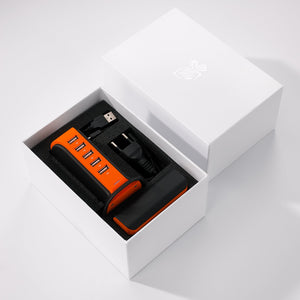 Poklon set stolna USB stanica za punjenje i prijenosna baterija, 2600mAh, narančaste boje