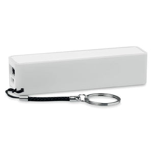 Promotivna prijenosna baterija s privjeskom za ključeve 2.200mAh, bijele boje, za tisak loga | Poslovni pokloni