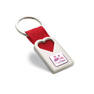 Metalni promo privjesak za ključeve s motivom srca, s tiskom loga | Poslovni pokloni