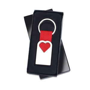 Metalni promo privjesak za ključeve s motivom srca, u poklon kutijici | Poslovni pokloni