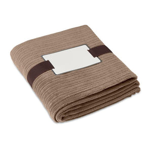 Poslovni pokloni | Promotivna mekana flis deka, 240g/m2, za tisak loga, khaki boje