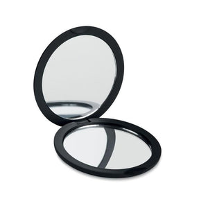 Dvostrano promotivno kompaktno kozmetičko ogledalo, crne boje | Poslovni pokloni