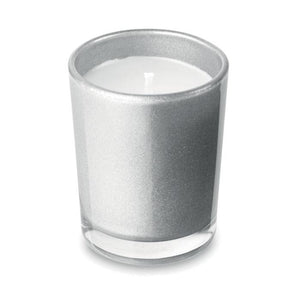 Promotivna mirisna svijeća u staklenoj čašici, srebrne boje | Poslovni pokloni