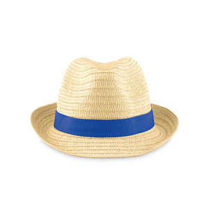 Poslovni pokloni | Promo pokloni | Promotivni šešir od papirnate slame s trakom u boji za tisak logotipa, royal plave boje