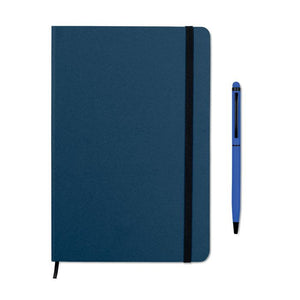 Reklamni notes A5 u setu sa kemijskom olovkom, plave boje | Poslovni pokloni