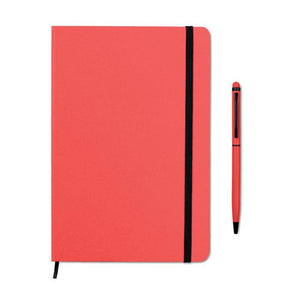Promotivni notes A5 u setu sa kemijskom olovkom, crvene boje, za tisak loga | Poslovni pokloni
