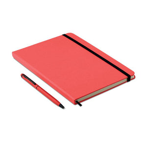 Promotivni notes A5 u setu sa kemijskom olovkom, crvene boje | Poslovni pokloni