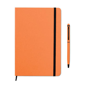 Reklamni notes A5 u setu sa kemijskom olovkom, narančaste boje | Poslovni pokloni
