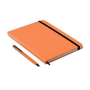 Promotivni notes A5 u setu sa kemijskom olovkom, narančaste boje | Poslovni pokloni