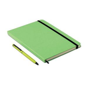 Promotivni notes A5 u setu sa kemijskom olovkom, boje zelene limete | Poslovni pokloni