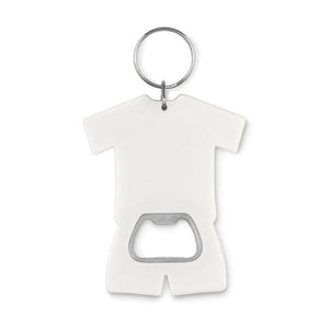 Promotivni privjesak za ključeve u obliku dresa sa otvaračem boca, bijele boje | Poslovni pokloni