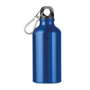 Promotivna aluminijska boca s karabinerom, 400 ml, plave boje | Poslovni pokloni