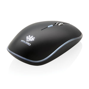 Promotivni bežični miš sa svjetlećim logotipom, crne boje | Poslovni pokloni