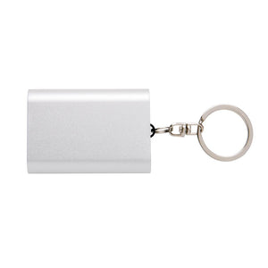Poslovni pokloni | Promo pokloni | 1.000 mAh reklamna rezervna baterija / powerbank s reklamnim privjeskom za ključeve za tisak logotipa, srebrne boje