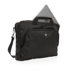 Promotivna torba za 15,6" laptop Swiss Peak Deluxe crne boje za tisak logotipa | Poslovni pokloni | Promo pokloni