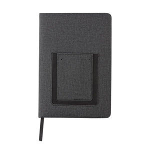 Promotivni luksuzni A5 notes s džepom za telefon, crne boje | Poslovni pokloni