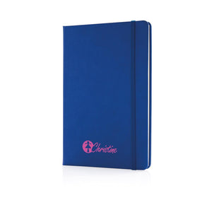 Promotivni notes A5 s tvrdim uvezom PU Deluxe, royal plave boje, s tiskom loga | Poslovni pokloni