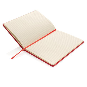 Promotivni notes A5 s tvrdim uvezom PU Deluxe, crvene boje,, knjižni blok | Poslovni pokloni