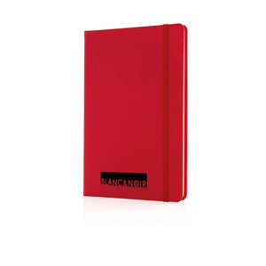 Promotivni notes A5 s tvrdim uvezom PU Deluxe, crvene boje, s tiskom loga | Poslovni pokloni