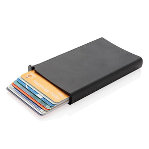 Promotivni aluminijski držač kartica s RFID blokadom, crne boje | Poslovni pokloni