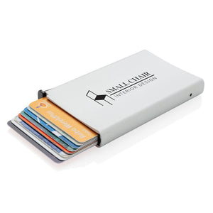Promotivni aluminijski držač kartica s RFID blokadom, srebrne boje, s tiskom log | Poslovni pokloni