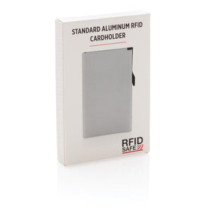 Promotivni aluminijski držač kartica s RFID blokadom, srebrne boje, u poklon pakiranju | Poslovni pokloni